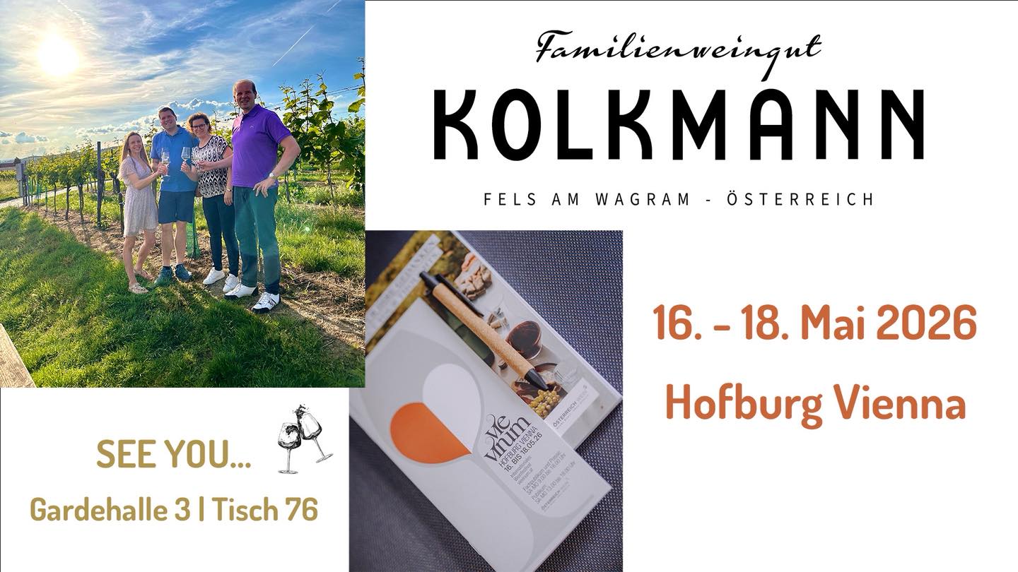 🍷 Von 16. bis 18. Mai sind wir auf der VieVinum vertreten! VieVinum

Entdeckt unsere aktuellen Weine & genießt gemeinsame Verkostungen in besonderer Atmosphäre. Wir freuen uns auf spannende Gespräche, bekannte Gesichter und neue Begegnungen.

Kommt vorbei und stoßt mit uns an! 🍇🥂

#FamilienweingutKolkmann #thepowerofwine  #VieVinum #Weinmesse #Weinverkostung #Österreichwein